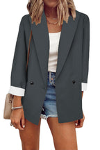 Damen nan legerer Oversize Blazer mit dreiviertelärmeln und kontrastmanschetten R&B