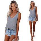 Damen luftiges Strick-Top mit V-Ausschnitt und feiner Struktur R&B