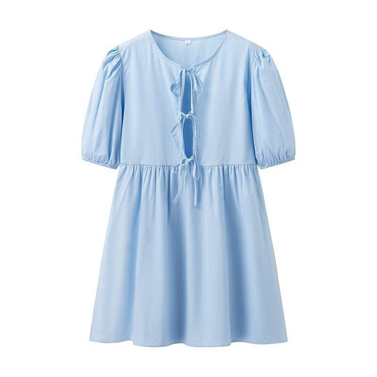 Damen Sommerkleid mit lässigem Leopardenmuster und voluminösen Ärmeln R&B