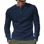 Herren nan schlank geschnittenes Langarmshirt mit verdeckter Knopfleiste aus Baumwollstretch und elastischen Bündchen R&B
