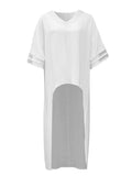 Damen Oversized T-Shirt mit transparenten Einsätzen und V-Ausschnitt R&B