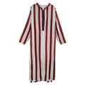 Damen nan langes Kapuzen-Hemdkleid mit frontalem Reißverschluss und senkrechtem Streifenmuster R&B