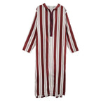 Damen nan langes Kapuzen-Hemdkleid mit frontalem Reißverschluss und senkrechtem Streifenmuster R&B