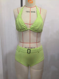 Damen Triangel-Bikini-Set mit praktischen Schnallen-Details R&B
