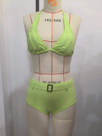 Damen Triangel-Bikini-Set mit praktischen Schnallen-Details R&B