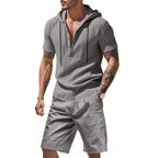 Herren lässiges Kurzarmhemd mit Kapuze und Shorts R&B