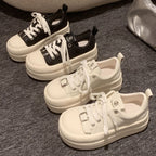 Damen modische Plattform-Sneaker mit elastischem Schnürsystem und robustem Sohlenprofil R&B