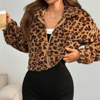 Damen Fleecejacke mit Animal-Print und praktischem Reißverschluss R&B