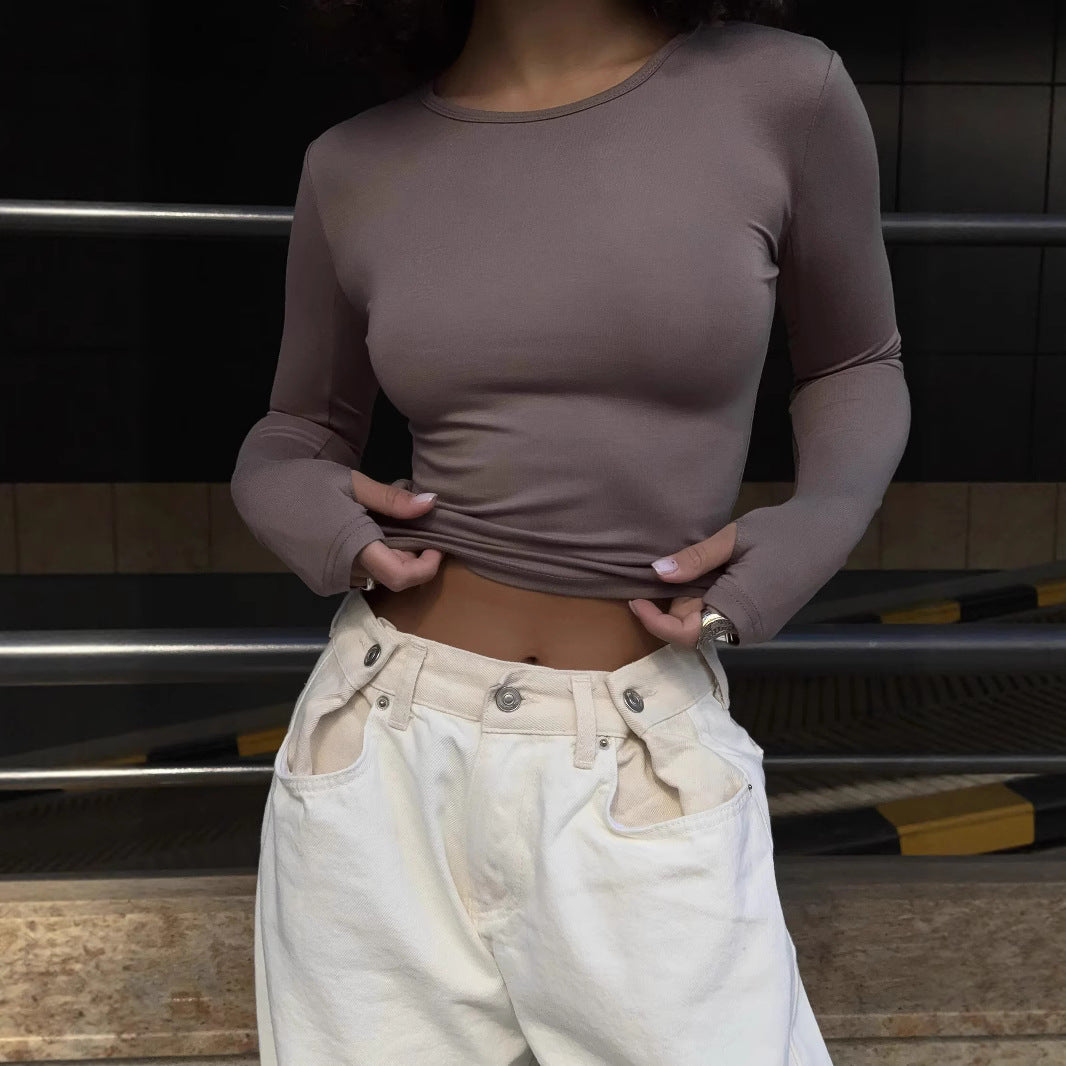 Damen figurbetontes Langarmoberteil aus weichem Material R&B
