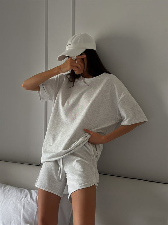 Damen lässiges T-Shirt und Shorts-Set mit lockerer Passform R&B
