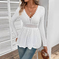 Damen Bluse mit romantischen Häkel- und Spitzelementen R&B