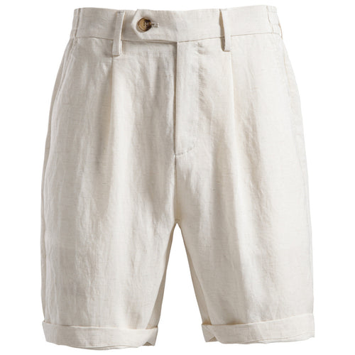 Herren nan lässige Leinenshorts mit Umschlag und Bundfalten R&B