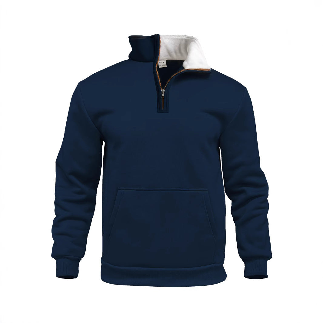 Herren sportlicher Kapuzenpullover mit halbem Reißverschluss und praktischer Kängurutasche R&B