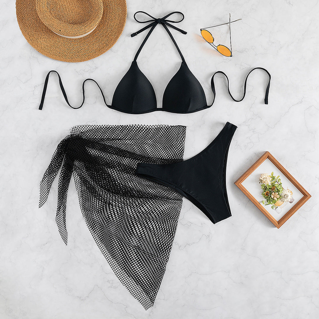 Damen Verführerischer Triangel-Bikini mit Netzrock R&B