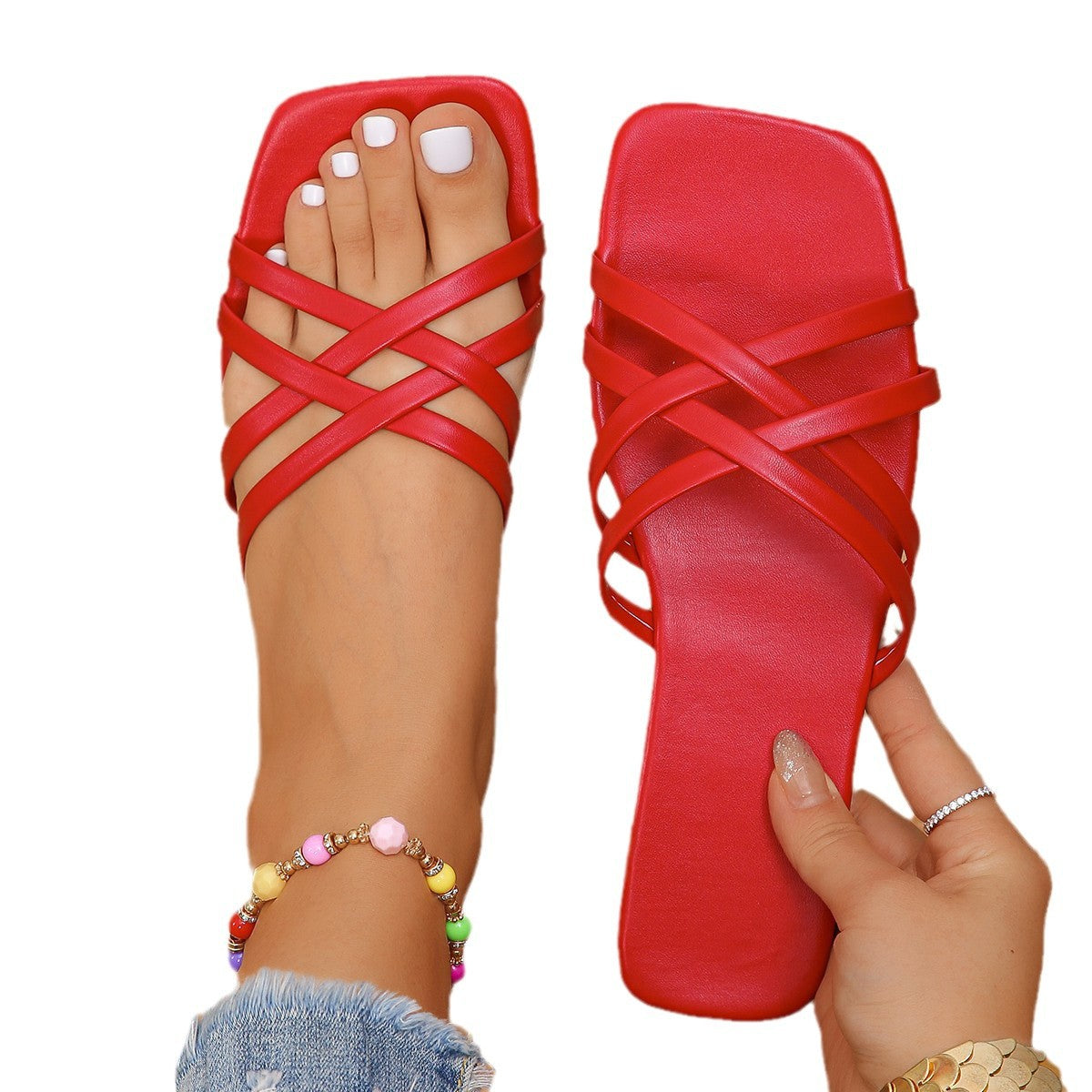 Damen Leder Riemchensandalen R&B