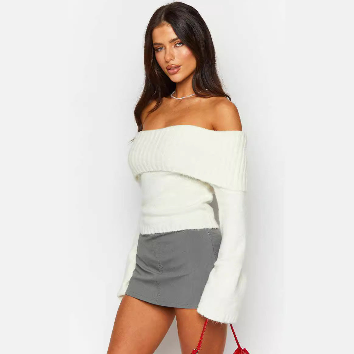 Damen Off-Shoulder Pullover R&B