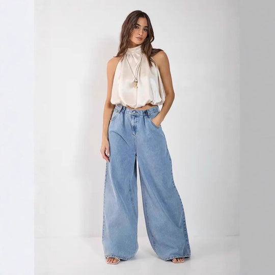Damen Satin-Haltertop mit gerafftem Ausschnitt R&B