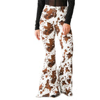 Damen Flared Jeans mit auffälligem Kuhflecken-Muster R&B