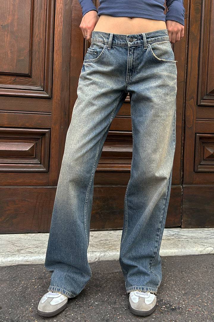 Damen Weite Denim-Jeans mit hohem Bund