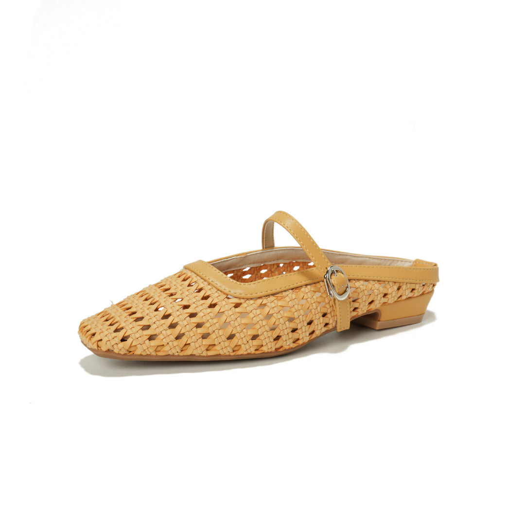 Damen elegante Mules mit geflochtenem Design und verstellbarem Riemen R&B
