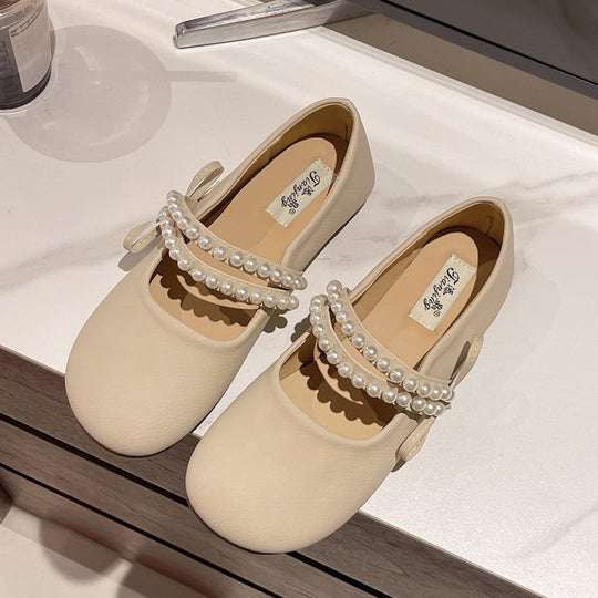 Damen elegante Ballerinas mit Perlenschmuck R&B