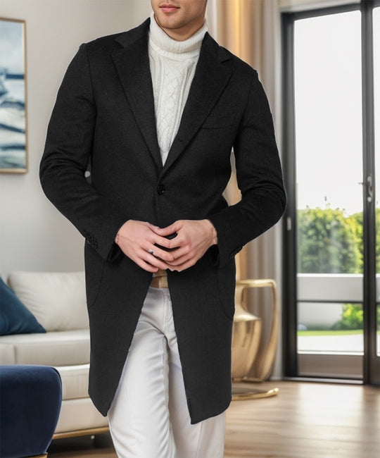 Herren eleganter Langmantel aus hochwertiger Wolle R&B