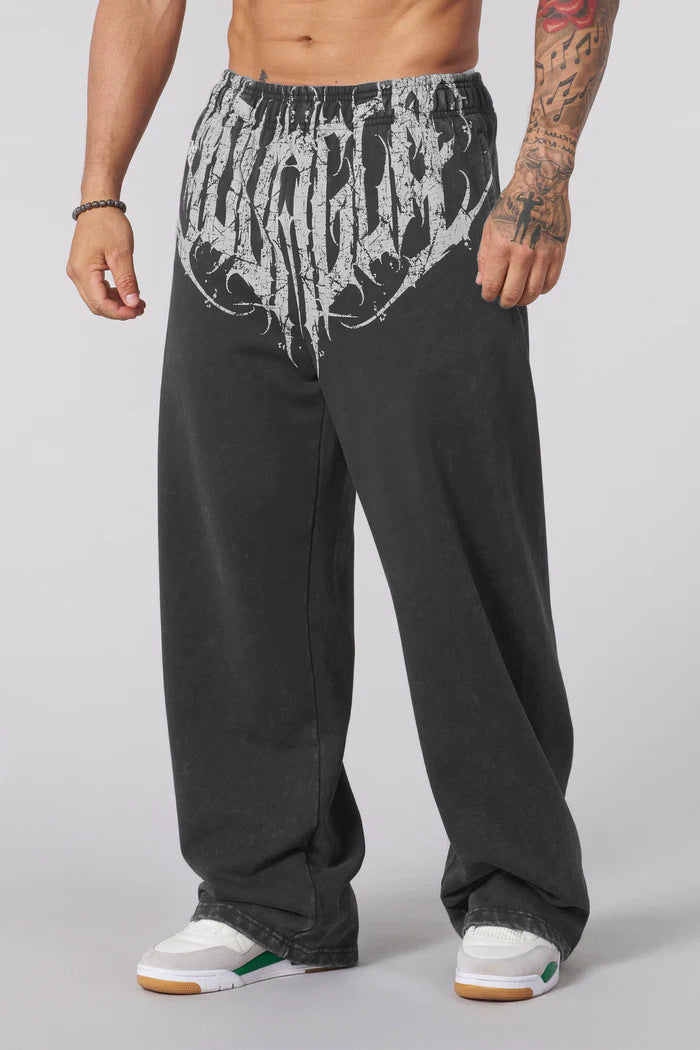 Herren nan weiche gewaschene Jogginghose mit weitem Schnitt und elastischem Bund R&B