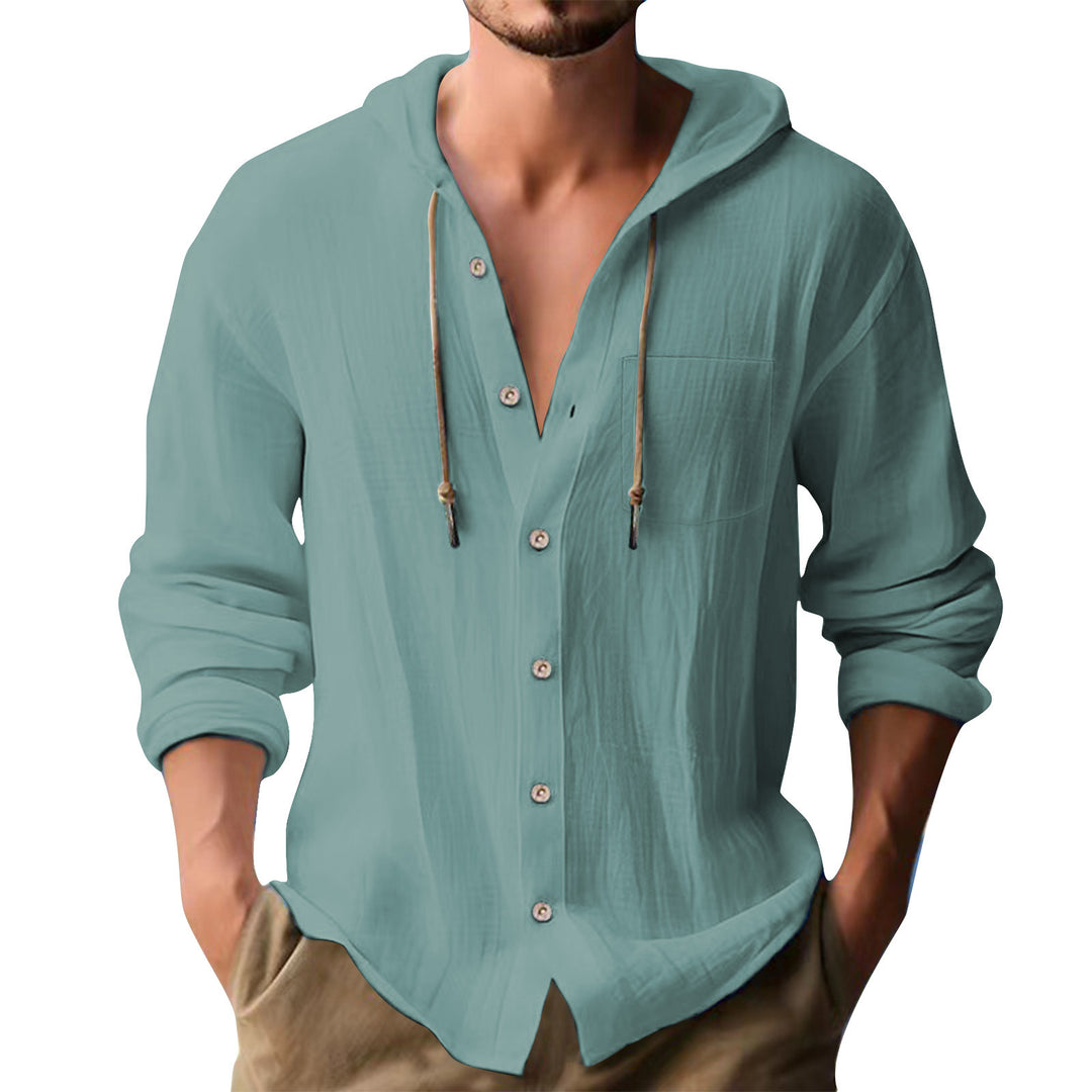 Herren lässiges Kapuzenshirt mit Knopfleiste und praktischen Taschen R&B
