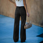 Damen Weit geschnittene Ripped Jeans mit hohem Bund und moderner Waschung R&B