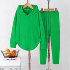 Damen lässiger Sweat-Pulli und -Hose Set mit strukturiertem Design R&B