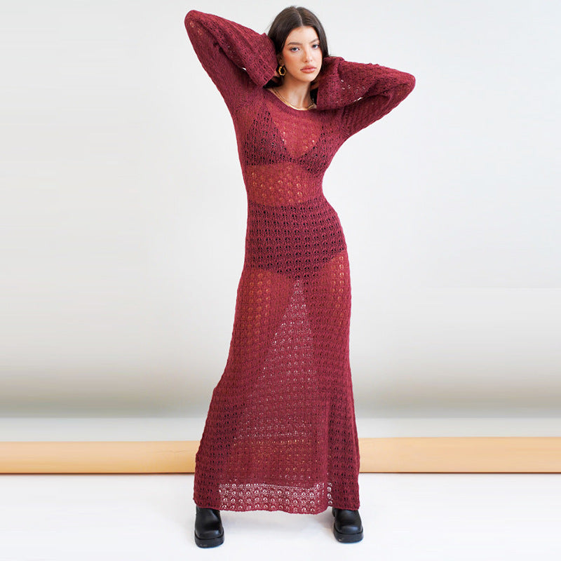 Damen langes, gehäkeltes Strandkleid R&B