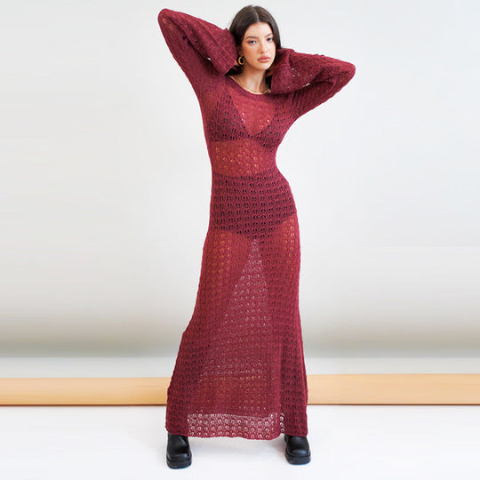 Damen langes, gehäkeltes Strandkleid R&B