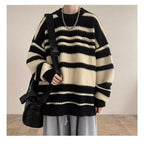 Damen Oversized Casual Strickpullover mit gestreiftem Design R&B