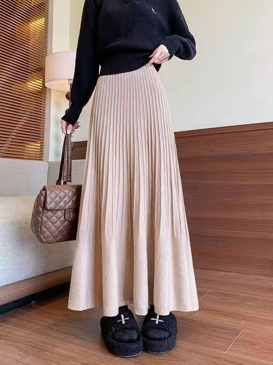 Damen eleganter Faltenrock mit hohem Bund R&B
