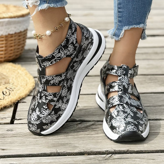 Damen Sportliche Freizeitschuhe mit floralem Design und rutschfester Sohle R&B