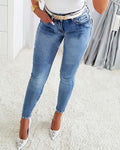 Damen Skinny Jeans mit modischem Distressed-Effekt und hohem Bund R&B