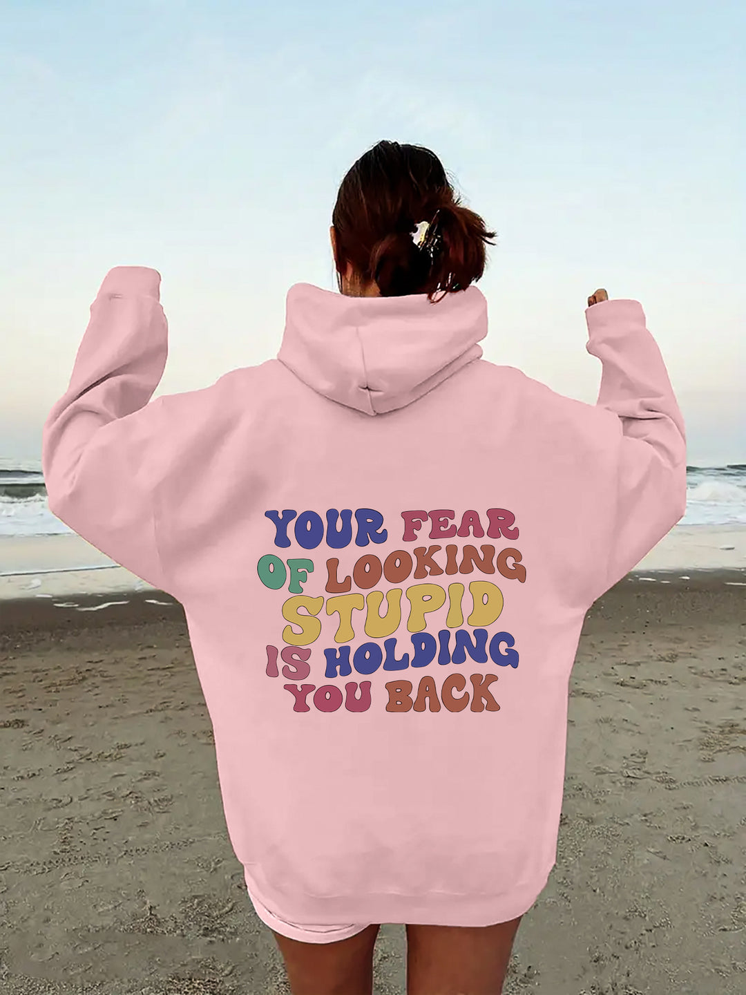 Damen Kapuzensweater mit inspirierendem Statement-Druck R&B
