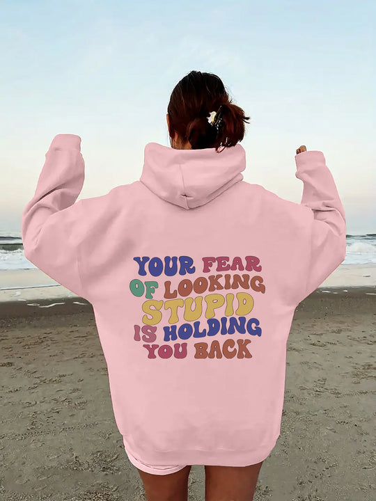 Damen Kapuzensweater mit inspirierendem Statement-Druck R&B