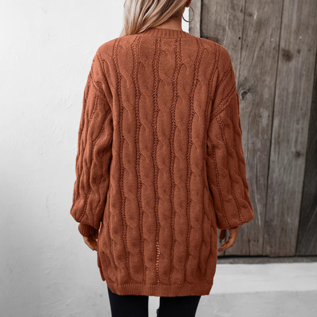 Damen Strickjacke mit V-Ausschnitt und praktischen Taschen R&B