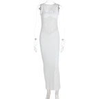 Damen Elegantes Maxikleid mit transparenten Einsätzen und figurbetontem Schnitt R&B