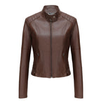 Damen Kunstlederjacke mit Reißverschlusstaschen