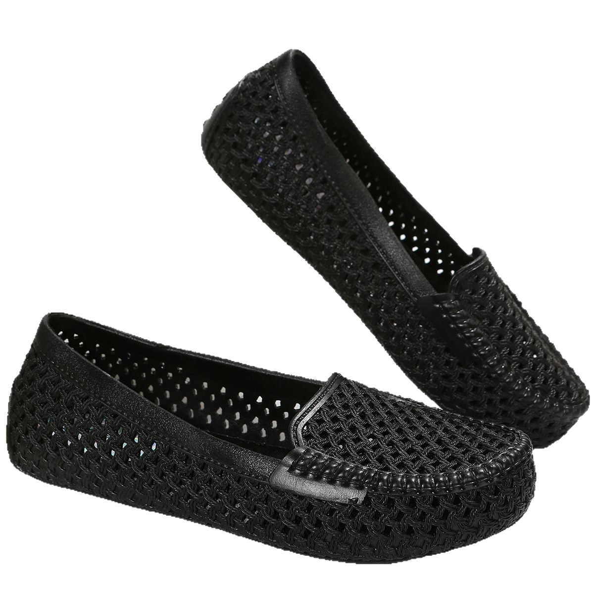 Damen geflochtene Slipper mit elastischem Einsatz R&B