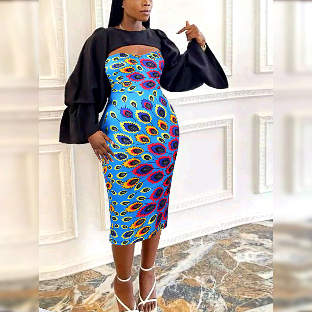 Damen Bodycon Kleid mit aufregendem Cut-Out-Design und voluminösen Ärmeln R&B