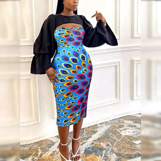 Damen Bodycon Kleid mit aufregendem Cut-Out-Design und voluminösen Ärmeln R&B