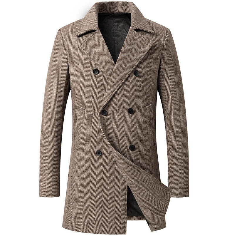 Herren eleganter Doppelreiher-Mantel im minimalistischen Design R&B