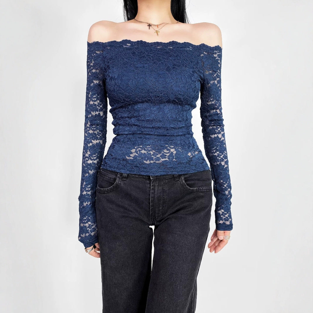 Damen Spitzenoberteil mit schickem Off-Shoulder-Ausschnitt R&B