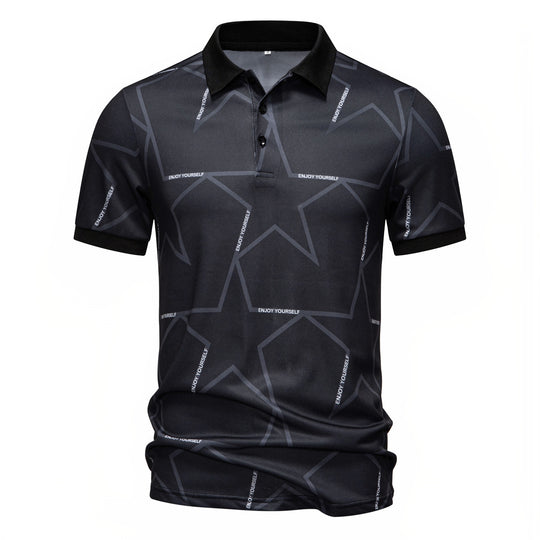 Herren Poloshirt mit modernem Sternen-Design und atmungsaktiven Materialien R&B