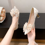 Damen elegante spitze Ballerinas mit floraler Applikation