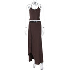 Damen Maxikleid mit asymmetrischem Saum und verstellbarem Träger R&B