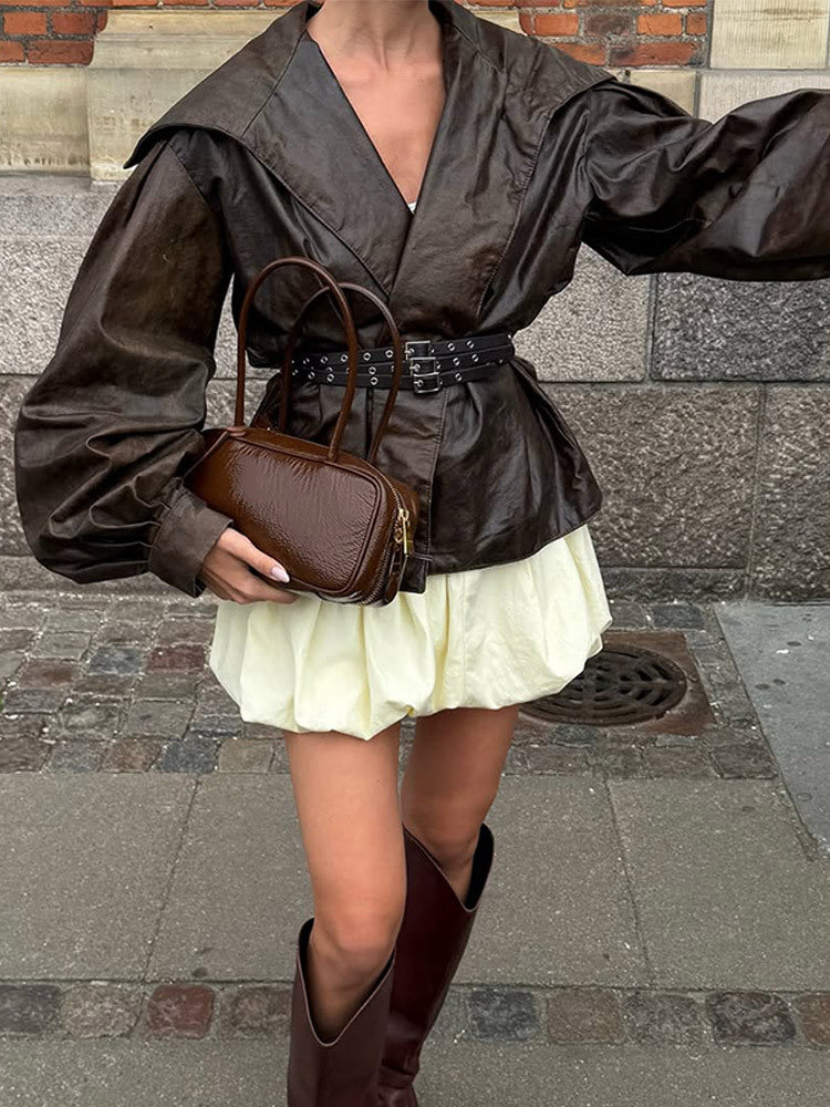 Damen Elegante jacke mit voluminösen Puffärmeln R&B